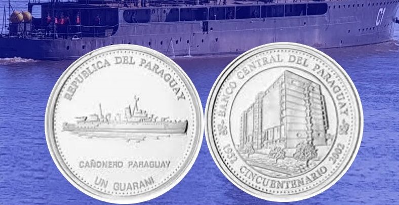 Moneda conmemorativa del Paraguay Cañonero Paraguay